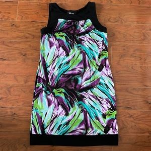 COPY AB Studio Purple and Blue Tropical Print Casual Midi Summer Dress